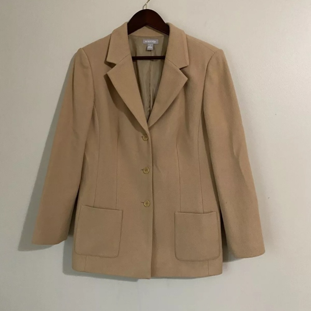 Nordstrom Virgin Wool & Cashmere Blazer Size 10 tan